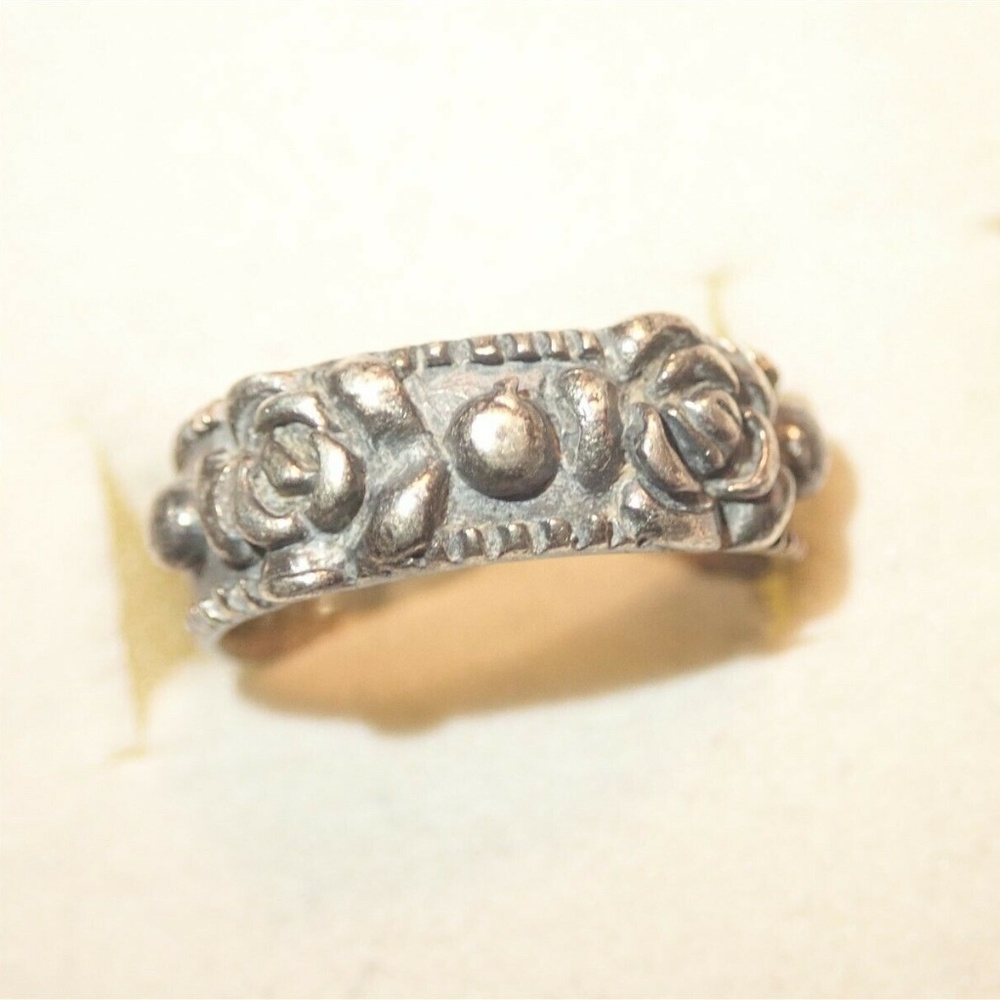 Estate Western Sterling Silver Ring (Roses) Size 5